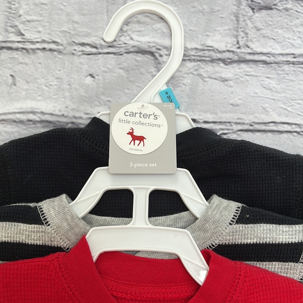 Carters Baby 3piece set of thermal long sleeve onesies Size 6 months NWT - Picture 4 of 5